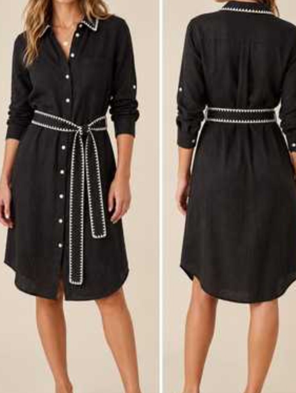 Magaschoni Black Shirt Dress Size Medium Like New